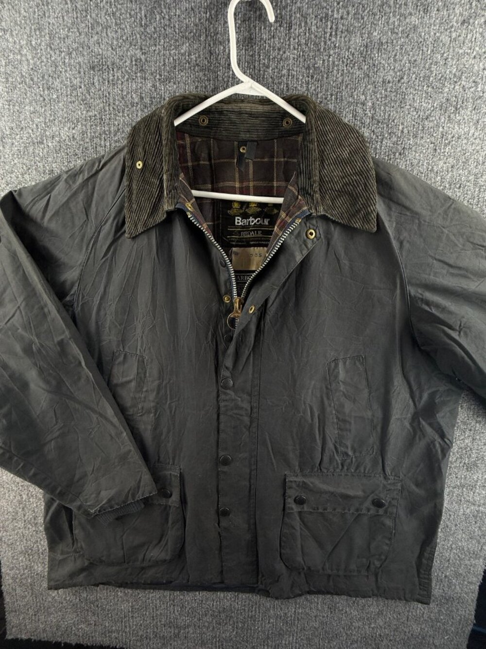 Barbour Bedale A105 Waxed Jacket Canvas C46 Cotton England Blue Wax Snap City